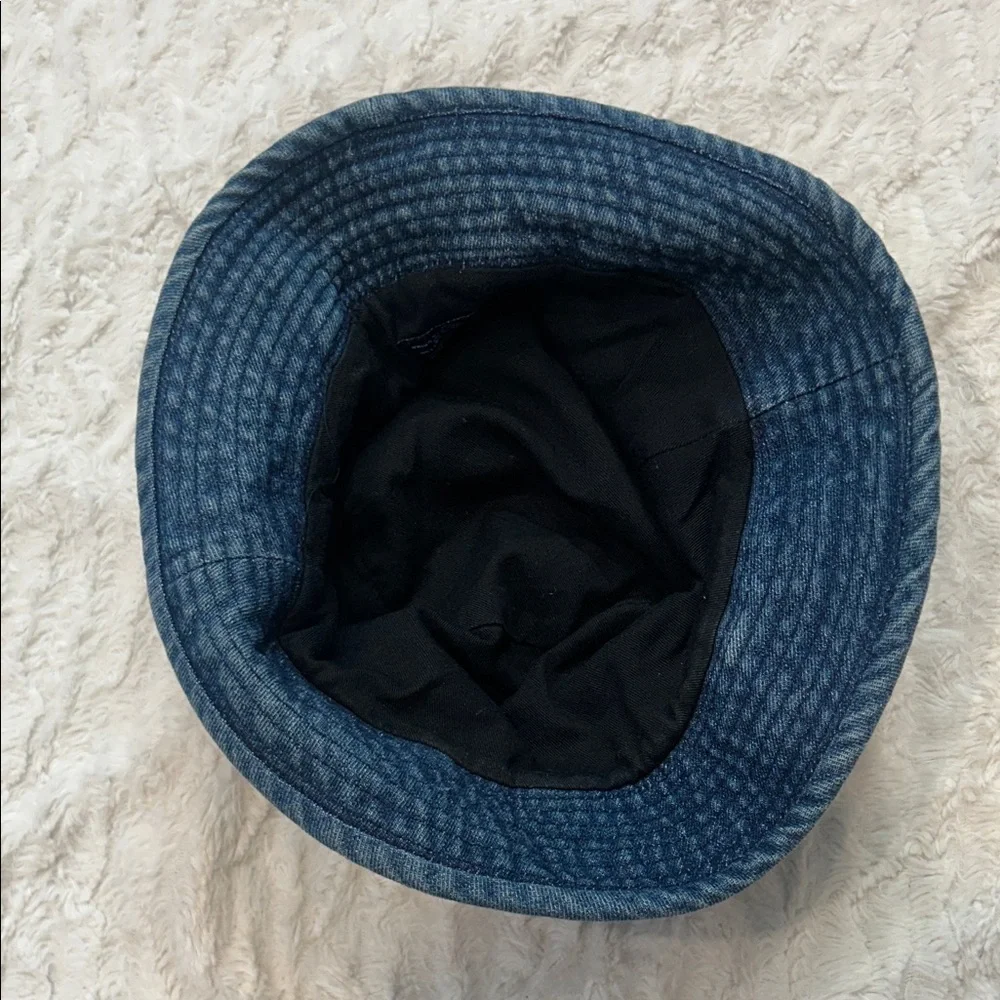 Vintage 90s Blue Denim Cotton belt buckle Bucket Hat size small medium adult - Picture 5 of 7
